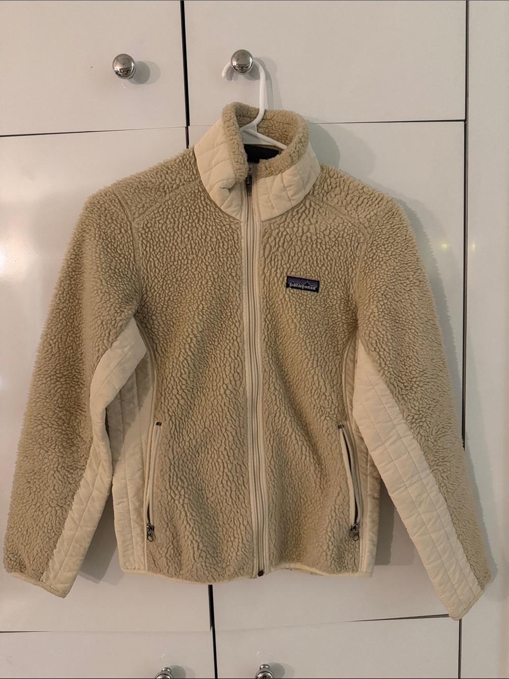 Patagonia Cream Sherpa Fleece Zip-Up Jacket Size XS